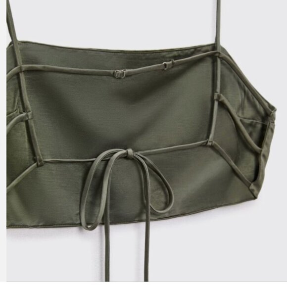 Stunning NWOT Zara green cropped top with straps - Picture 4 of 8